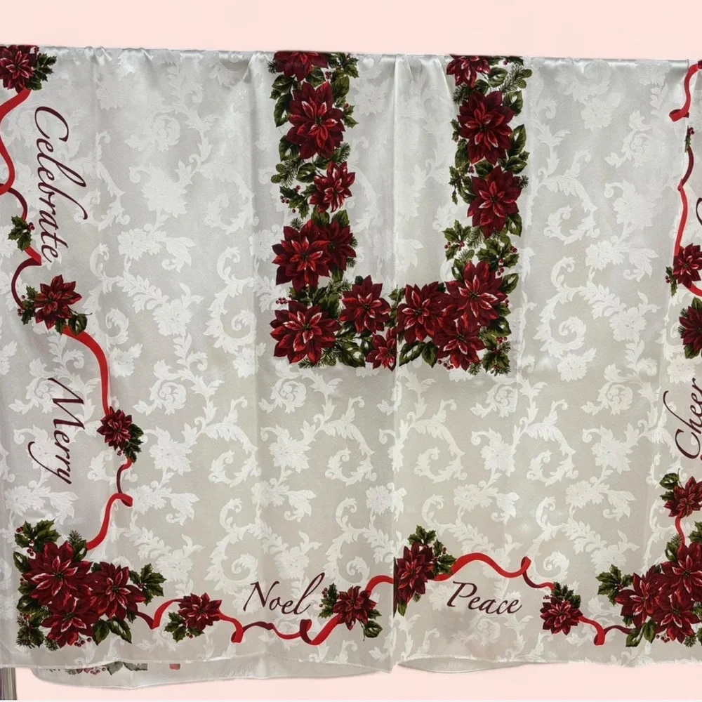 Elegant Holiday Tablecloth with Red Accents